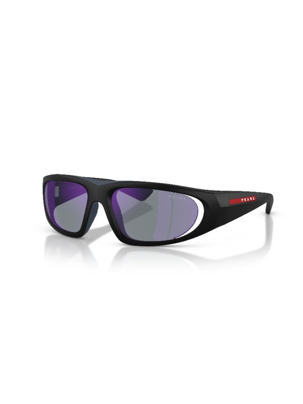 New Prada Linea Rossa Men's Sunglasses Black Blue Lens Injected Frame PS B03S 57